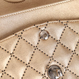 Ultra-Rare Chanel 2015 Metallic Gold Beaded Paris-Dubai Double Flap