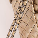 Ultra-Rare Chanel 2015 Metallic Gold Beaded Paris-Dubai Double Flap
