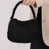 Prada Nylon Beaded Logo Tassel Hobo