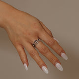 Gucci Sterling Silver Mother of Pearl GG Marmont Ring