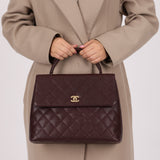 Rare Chanel 2001 Bordeaux Caviar Kelly Top Handle 24K GP