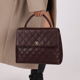 Rare Chanel 2001 Bordeaux Caviar Kelly Top Handle 24K GP
