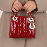 Dior 2017 Red Patent Chain Mini Lady Dior