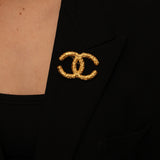 Chanel 1994 CC Lava Brooch 24K GP - Drop 24