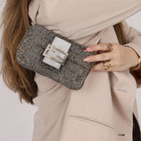 Ultra-Rare Fendi Zucchino Beaded Mini Baguette on Lizard Strap