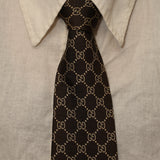 Gucci Chocolate Monogram Silk Tie