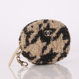 Chanel 2019 Tweed Houndstooth Round Crossbody w/ Pouch