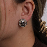 Chanel Silver CC Button Clip-On Earrings