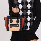 Celine Tri-color Nubuck Nano Luggage Tote