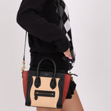 Celine Tri-color Nubuck Nano Luggage Tote