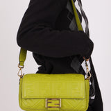 Fendi Lime Zucca 1974 Embossed Baguette