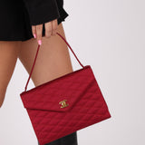 Chanel 1970s Red Satin Kelly Flap 24K GP