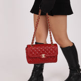 Chanel 2015 Red Caviar Paris Square Single Flap