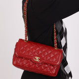 Chanel 2015 Red Caviar Paris Square Single Flap