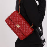 Chanel 2015 Red Caviar Paris Square Single Flap