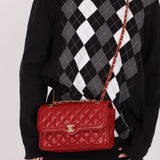 Chanel 2015 Red Caviar Paris Square Single Flap