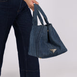 Prada Denim Medium Canapa Tote