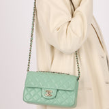 Chanel 2020 Seafoam Green Lambskin Mini Rectangular Flap