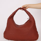 Bottega Veneta Large Fuzzy Deep Terracotta Intrecciato Hobo