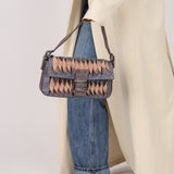 Rare Fendi 2000 Leather, Suede, & Snakeskin Pleated Selleria Baguette