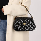 Chanel 1997 Mini Patent Quilted Chain Handle Bag 24K GP