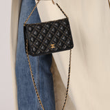 Chanel 2019 Paris-New York Lambskin Studded Wallet on Chain
