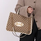 Gucci Canvas Monogram Horsebit Tote