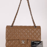 Chanel 2014 Taupe Caviar Medium Classic Double Flap SHW
