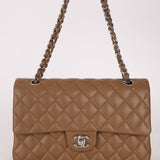 Chanel 2014 Taupe Caviar Medium Classic Double Flap SHW