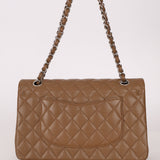 Chanel 2014 Taupe Caviar Medium Classic Double Flap SHW