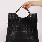 Chanel 2003 Lambskin Chocolate Bar Quilted Foldover Clutch 24k GP