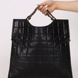 Chanel 2003 Lambskin Chocolate Bar Quilted Foldover Clutch 24k GP