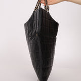 Chanel 2003 Lambskin Chocolate Bar Quilted Foldover Clutch 24k GP