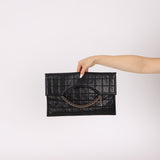 Chanel 2003 Lambskin Chocolate Bar Quilted Foldover Clutch 24k GP