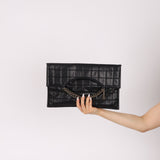Chanel 2003 Lambskin Chocolate Bar Quilted Foldover Clutch 24k GP