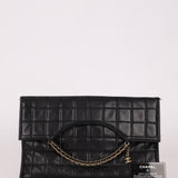 Chanel 2003 Lambskin Chocolate Bar Quilted Foldover Clutch 24k GP