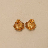 Chanel 70s-80s Gripoix Logo Cutout Clip-On Earrings 24K GP