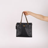 Chanel 1997 Caviar Turnlock North South Tote Bag 24k GP