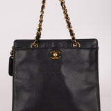 Chanel 1997 Caviar Turnlock North South Tote Bag 24k GP