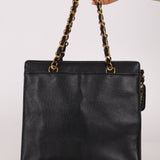 Chanel 1997 Caviar Turnlock North South Tote Bag 24k GP