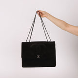 Chanel 1991 Suede CC Maxi Timeless Turnlock Flap Bag