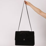 Chanel 1991 Suede CC Maxi Timeless Turnlock Flap Bag