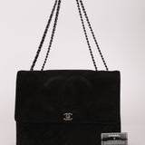 Chanel 1991 Suede CC Maxi Timeless Turnlock Flap Bag
