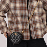 Chanel 2020 All-Slide Lambskin Quilted Pillow Crush Round Clutch With Chain