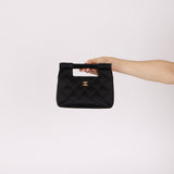 Rare Chanel 2004 Wood Handle Black Satin Mini Tote