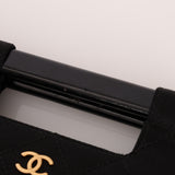 Rare Chanel 2004 Wood Handle Black Satin Mini Tote