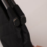Rare Chanel 2004 Wood Handle Black Satin Mini Tote