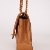 Chanel 1989 Light Carmel Lambskin Medium Classic Double Flap 24k GP