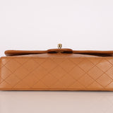 Chanel 1989 Light Carmel Lambskin Medium Classic Double Flap 24k GP