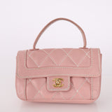 Chanel 2004 Calfskin Wild Stitch Mini Top Handle Flap Bag